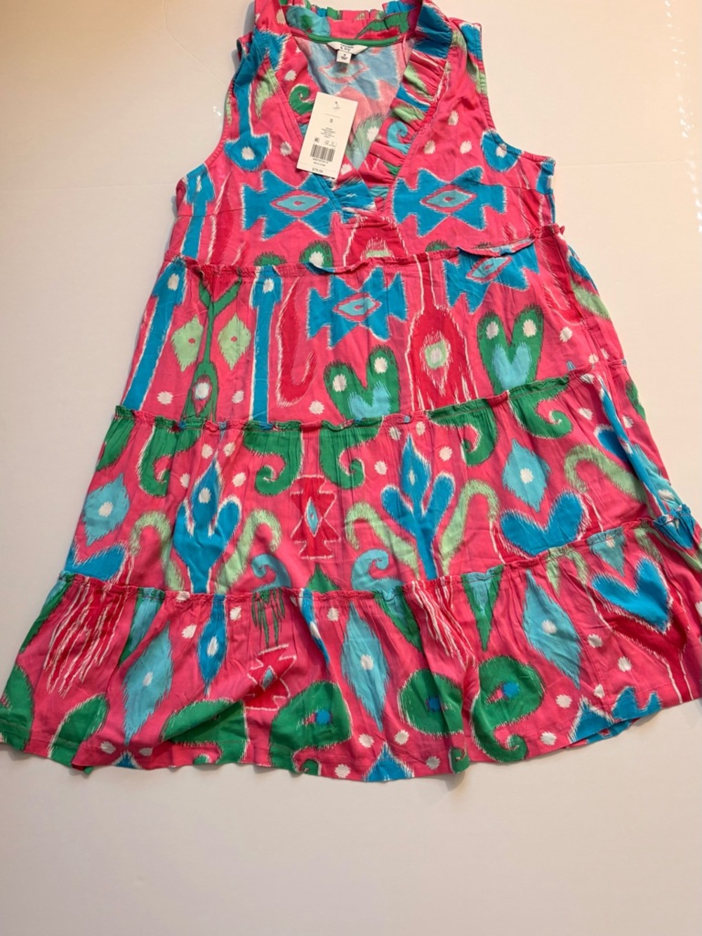 crown & ivy Pink Floral Tiered Sleeveless Dress